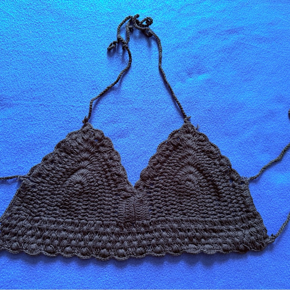 Deep Navy Blue Crochet Halter Top